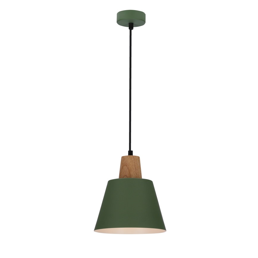 Suspension filaire FARO 1xE27/40W/230V vert/hêtre