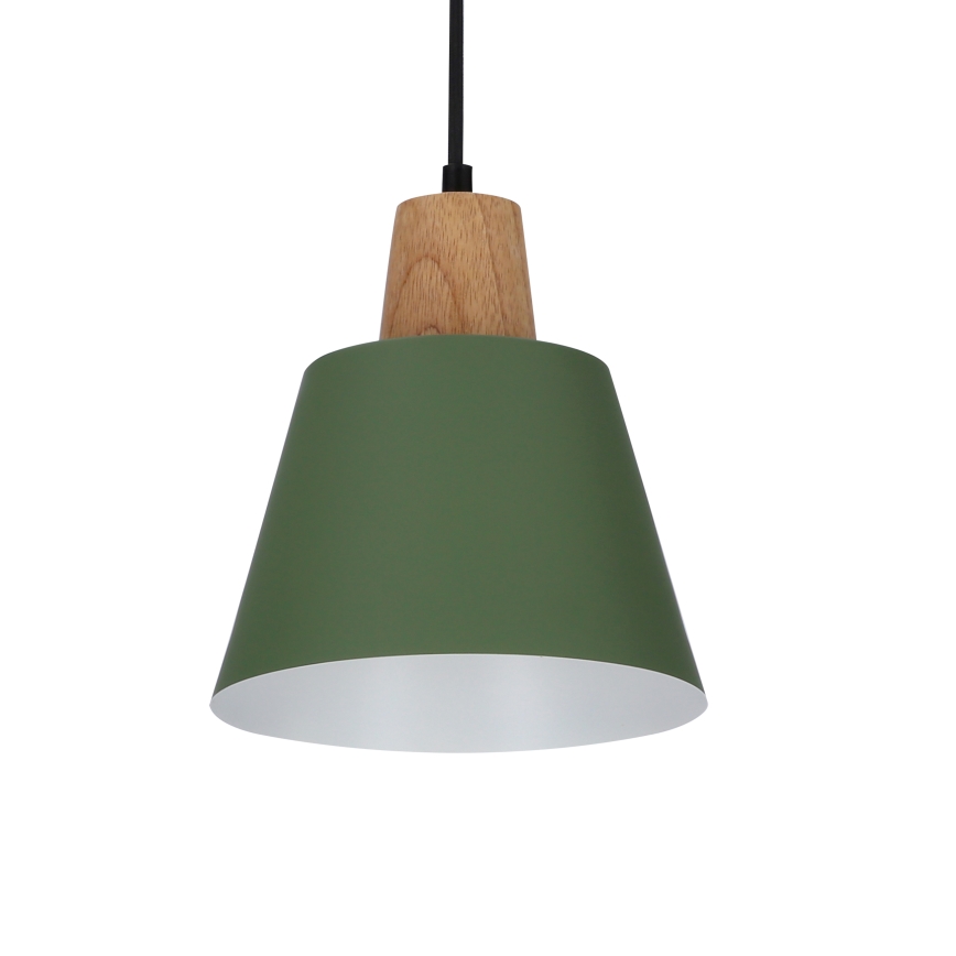 Suspension filaire FARO 1xE27/40W/230V vert/hêtre