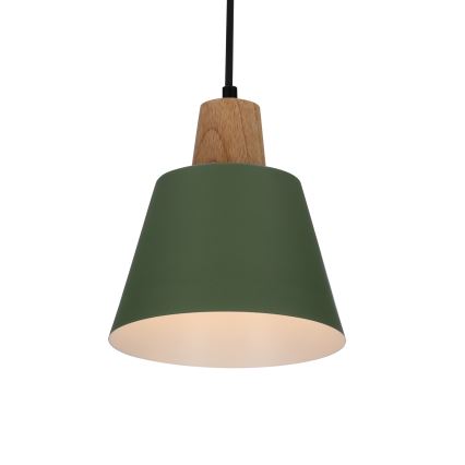 Suspension filaire FARO 1xE27/40W/230V vert/hêtre