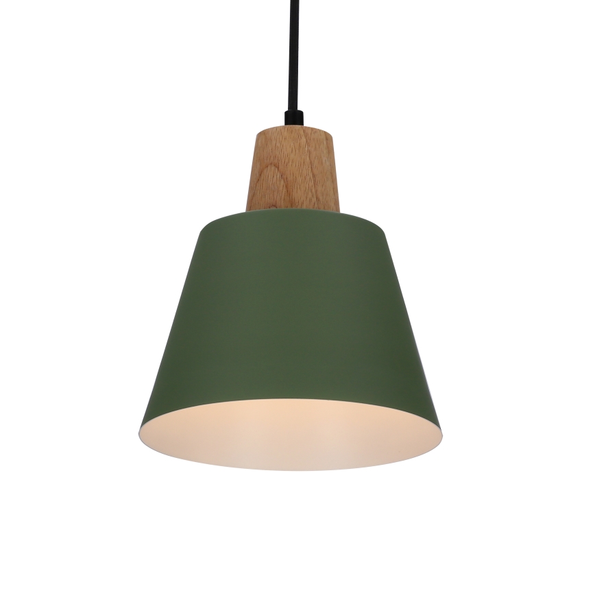 Suspension filaire FARO 1xE27/40W/230V vert/hêtre