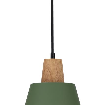 Suspension filaire FARO 1xE27/40W/230V vert/hêtre