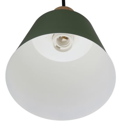 Suspension filaire FARO 1xE27/40W/230V vert/hêtre