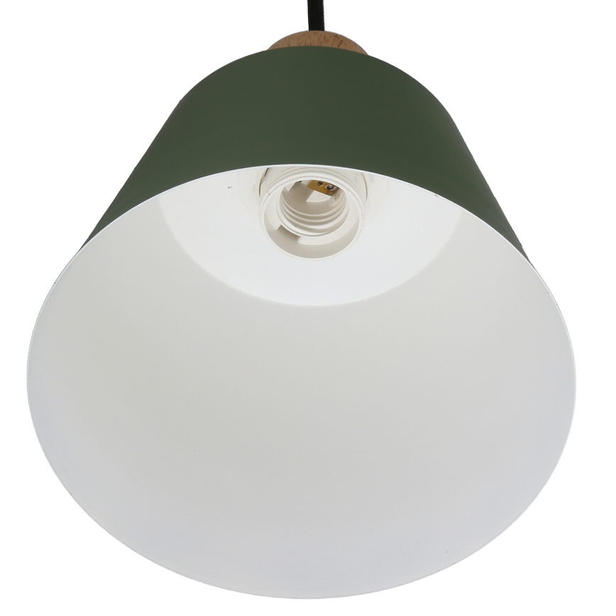 Suspension filaire FARO 1xE27/40W/230V vert/hêtre