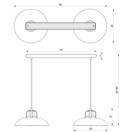 Suspension filaire FELIX 2xE27/60W/230V bleue