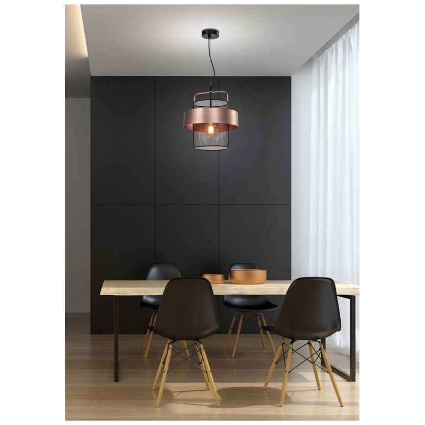Suspension filaire FIBA 1xE27/60W/230V Rose doré/noir
