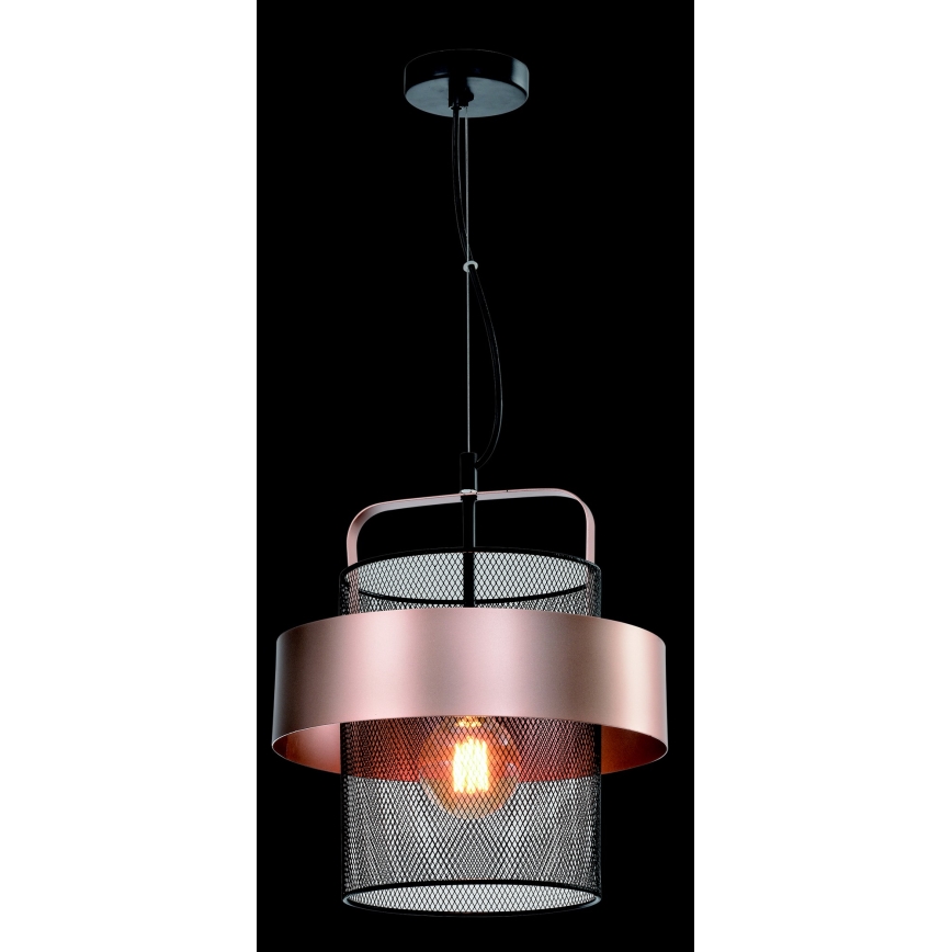 Suspension filaire FIBA 1xE27/60W/230V Rose doré/noir