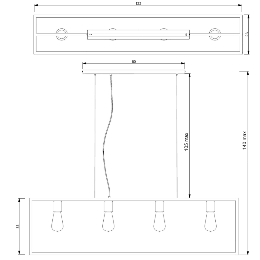 Suspension filaire FRAME 4xE27/60W/230V noir