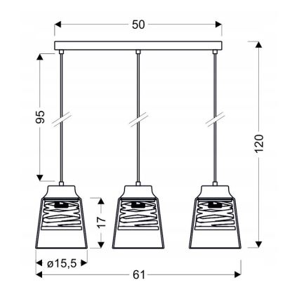 Suspension filaire FRESNO 3xE27/60W/230V