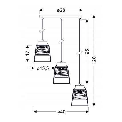 Suspension filaire FRESNO 3xE27/60W/230V