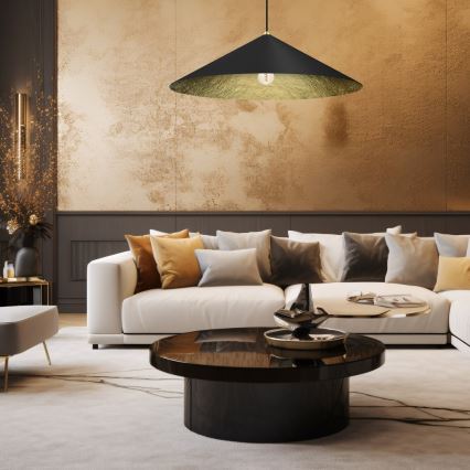 Suspension filaire FUJI 1xE27/60W/230V d. 90 cm noir/doré