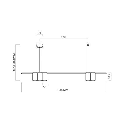 Suspension filaire GENESIS 5xGU10/8W/230V noir