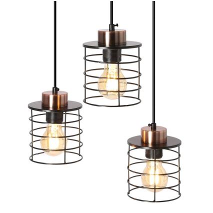 Suspension filaire GLOB 3xE27/40W/230V noir