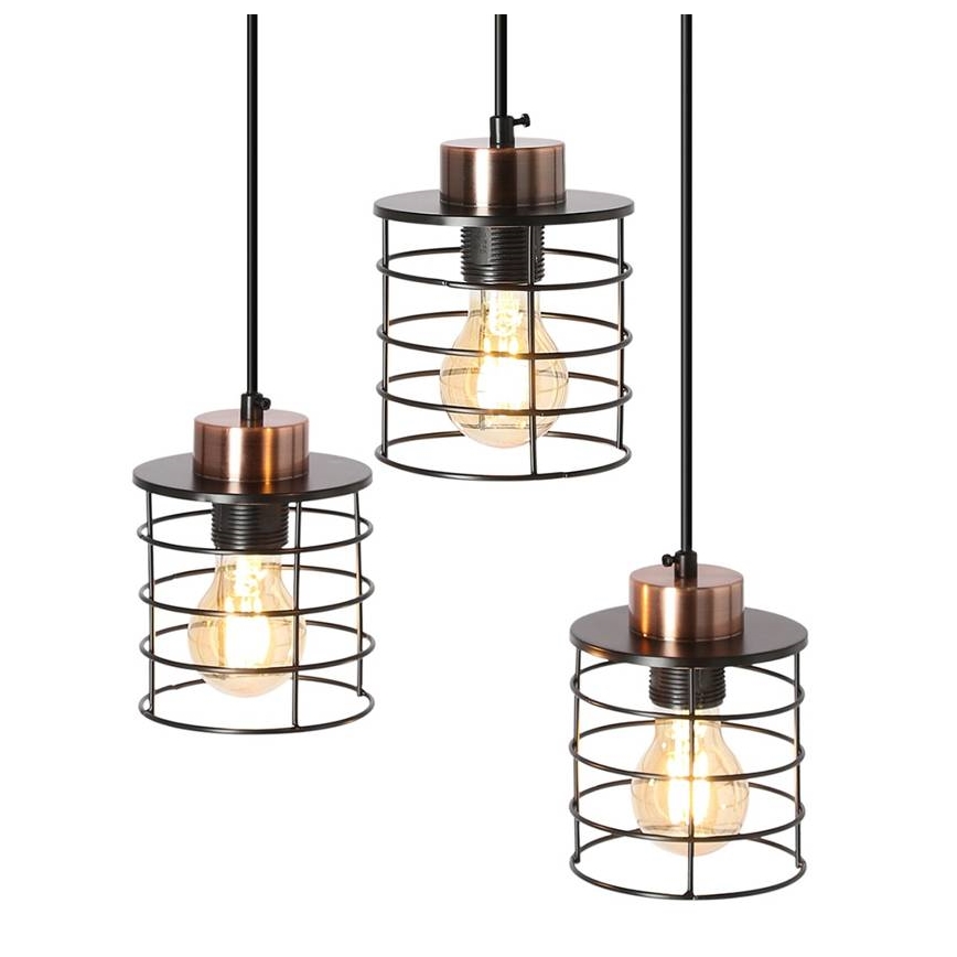 Suspension filaire GLOB 3xE27/40W/230V noir