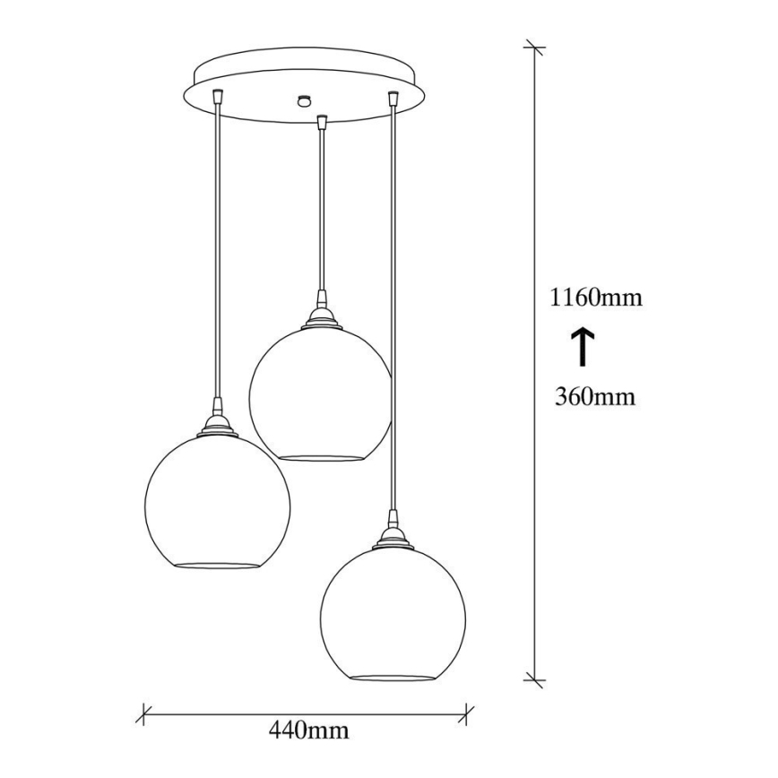 Suspension filaire GOLD 3xE27/40W/230V