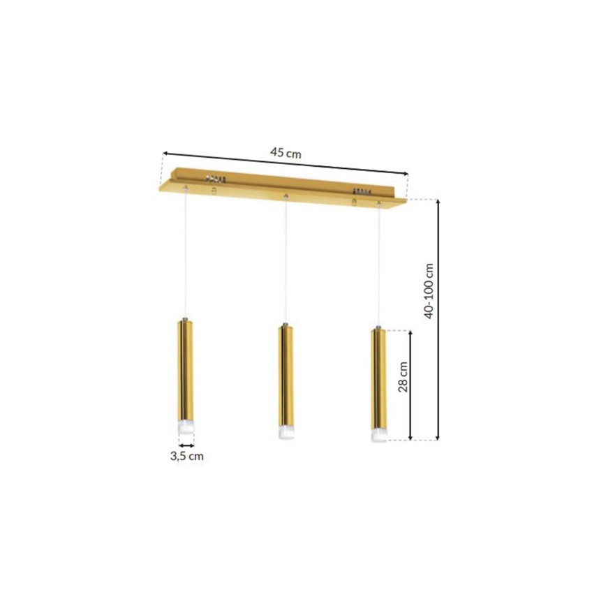 Suspension filaire GOLDIE 3xLED/15W/230V dorée