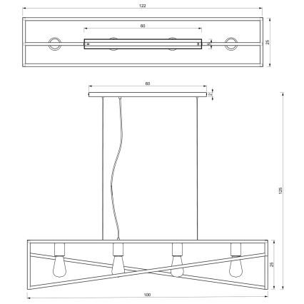 Suspension filaire GOTE 4xE27/60W/230V