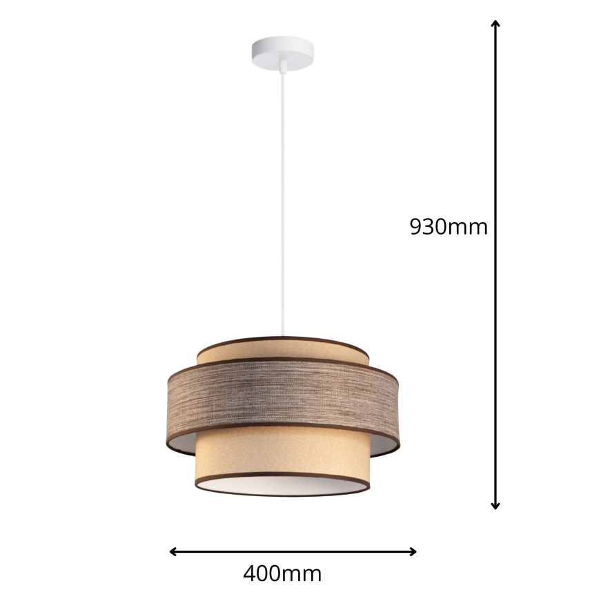 Suspension filaire GRACE 1xE27/60W/230V d. 40 cm beige/marron