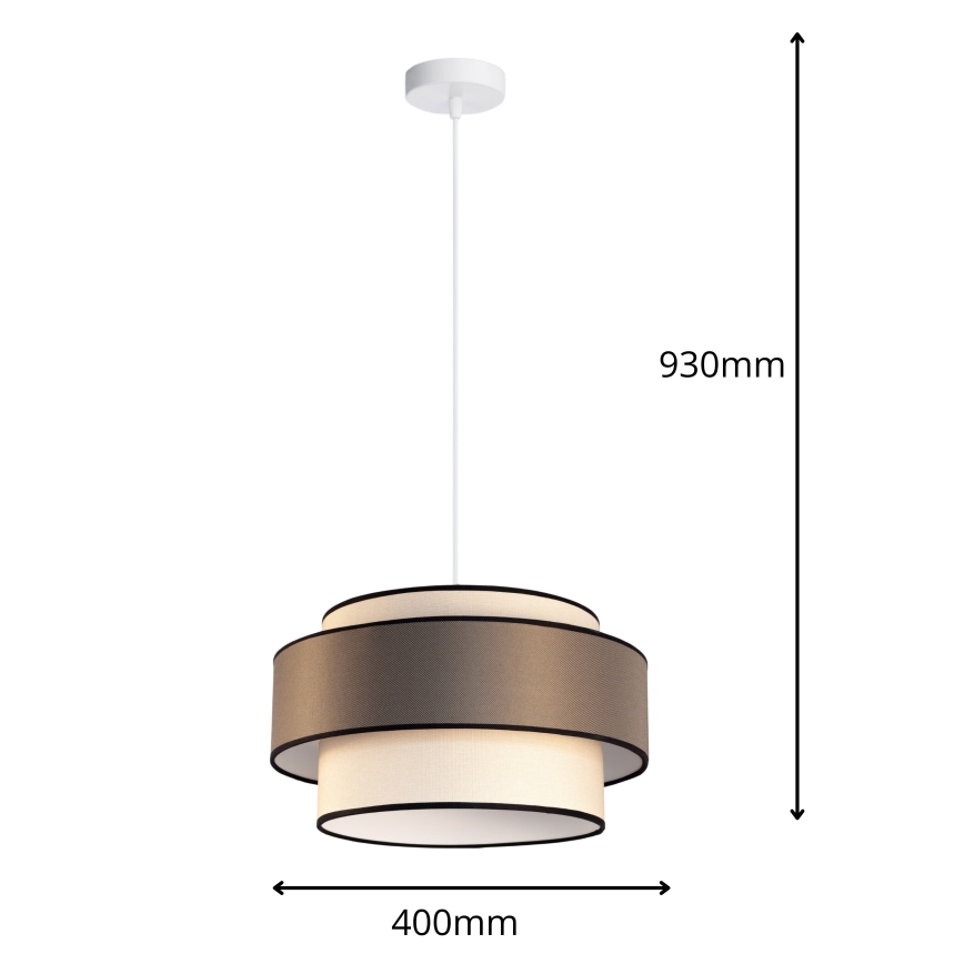 Suspension filaire GRACE 1xE27/60W/230V d. 40 cm crème/marron