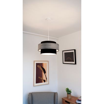 Suspension filaire GRACE 1xE27/60W/230V d. 40 cm noir/gris