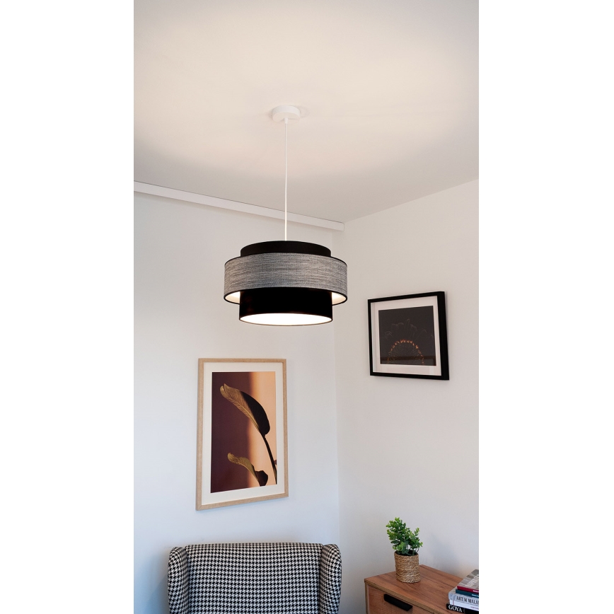 Suspension filaire GRACE 1xE27/60W/230V d. 40 cm noir/gris