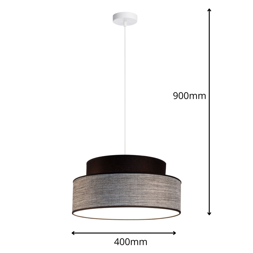 Suspension filaire GRACE 1xE27/60W/230V noir/gris