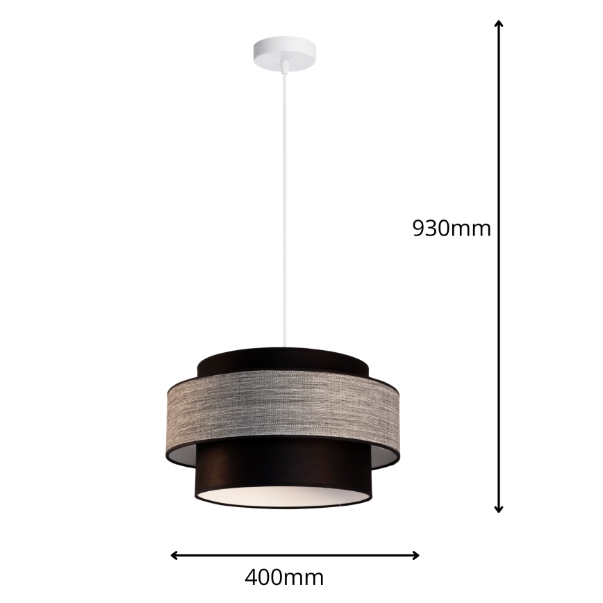 Suspension filaire GRACE 1xE27/60W/230V noir/gris