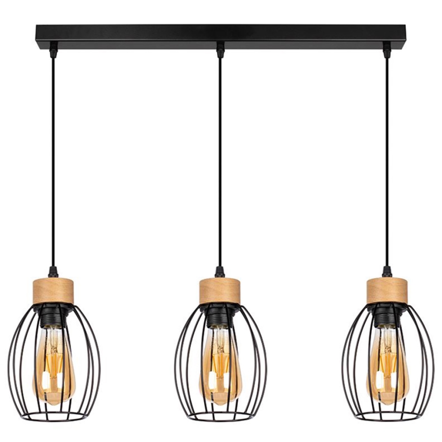 Suspension filaire GUNNAR 3xE27/60W/230V chêne