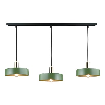 Suspension filaire HAKI 3xE27/60W/230V vert/noir/chrome brillant