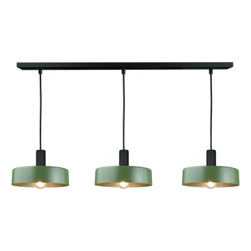 Suspension filaire HAKI 3xE27/60W/230V vert/noir