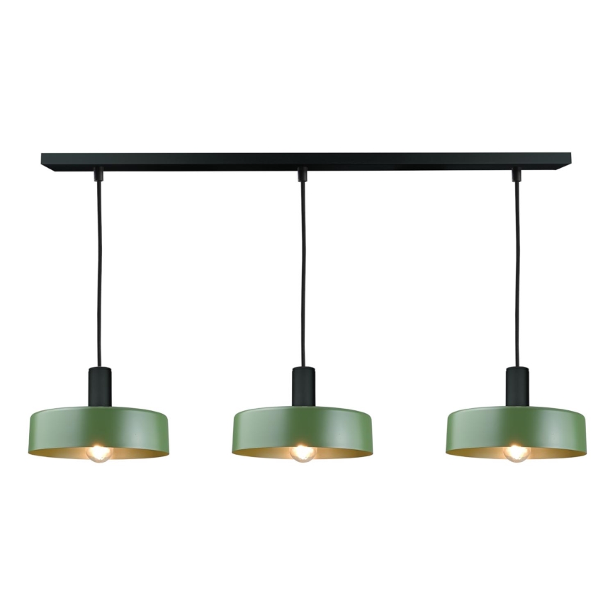 Suspension filaire HAKI 3xE27/60W/230V vert/noir
