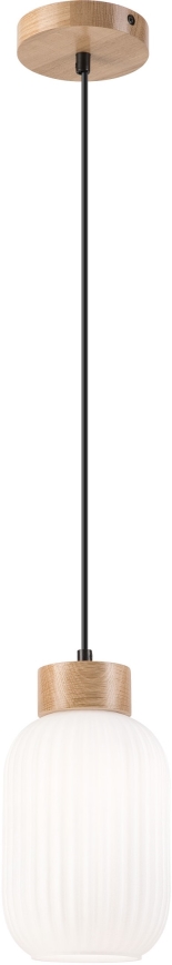 Suspension filaire HARMONY 1xE27/15W/230V d. 14 cm blanc/chêne