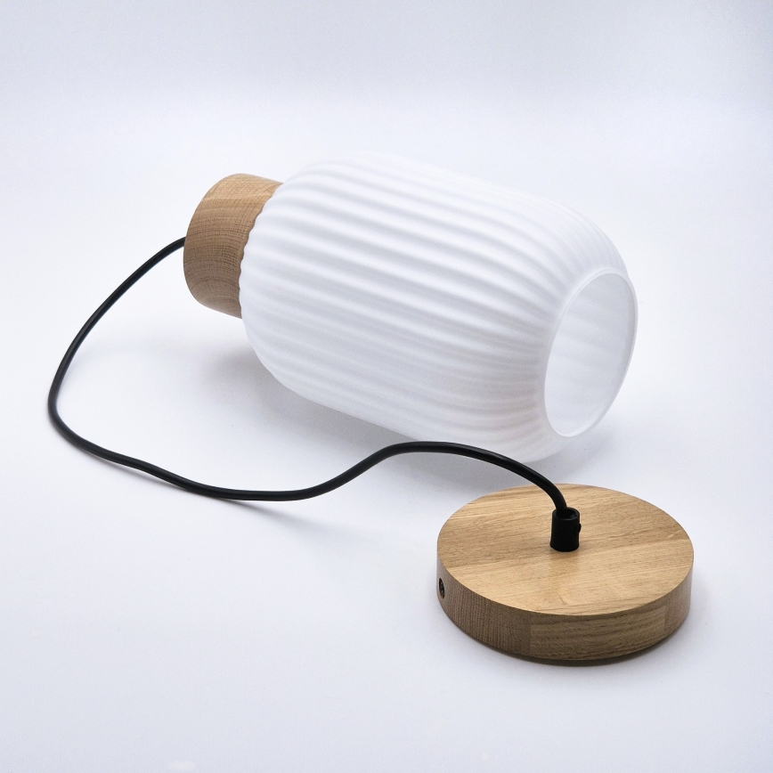 Suspension filaire HARMONY 1xE27/15W/230V d. 14 cm blanc/chêne