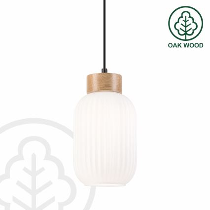 Suspension filaire HARMONY 1xE27/15W/230V d. 14 cm blanc/chêne