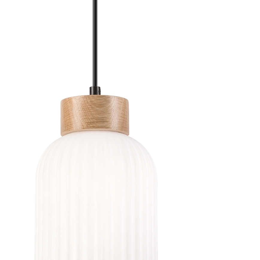 Suspension filaire HARMONY 1xE27/15W/230V d. 14 cm blanc/chêne