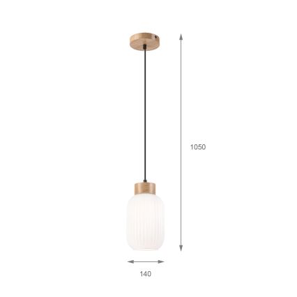 Suspension filaire HARMONY 1xE27/15W/230V d. 14 cm blanc/chêne