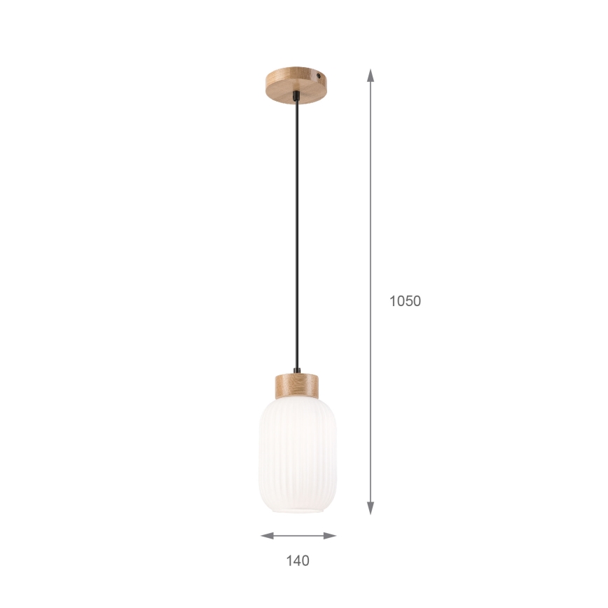Suspension filaire HARMONY 1xE27/15W/230V d. 14 cm blanc/chêne