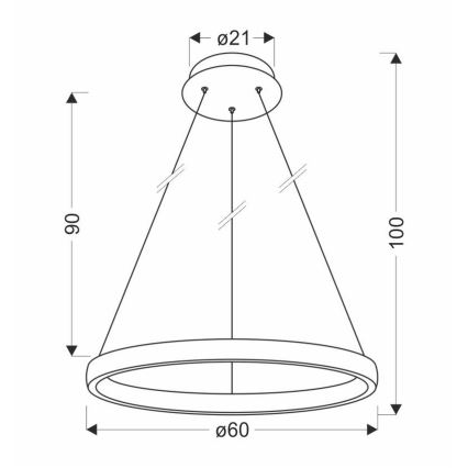 Suspension filaire HASHIM LED/34W/230V d. 60 cm cuivre