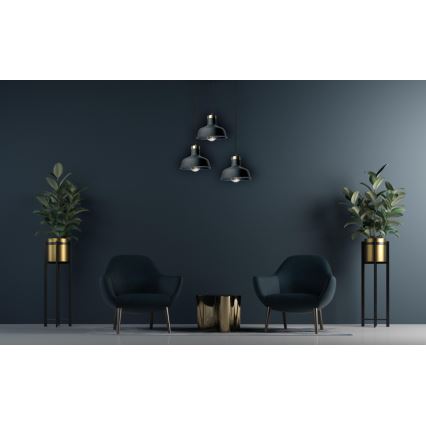 Suspension filaire HEBE 3xE27/60W/230V noir