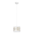 Suspension filaire HELEN 1xE27/15W/230V diam. 20 cm blanc/doré