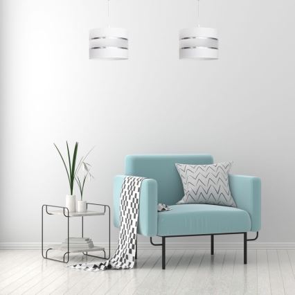 Suspension filaire HELEN 1xE27/15W/230V diam. 20 cm blanc