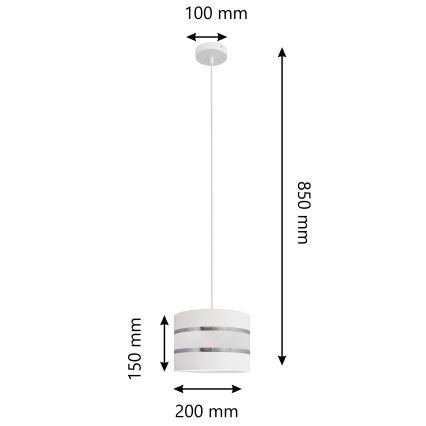 Suspension filaire HELEN 1xE27/15W/230V diam. 20 cm blanc
