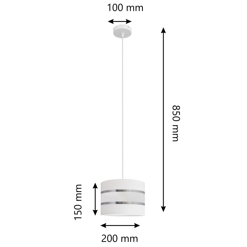 Suspension filaire HELEN 1xE27/15W/230V diam. 20 cm blanc