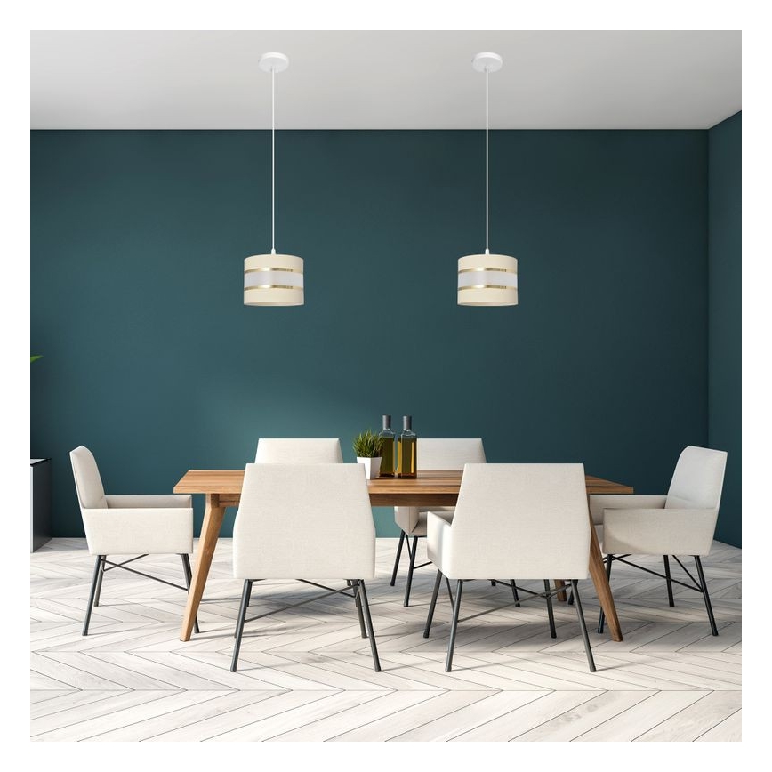 Suspension filaire HELEN 1xE27/15W/230V diam. 20 cm crème/doré