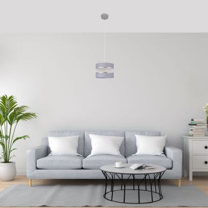 Suspension filaire HELEN 1xE27/15W/230V diam. 20 cm gris/argent