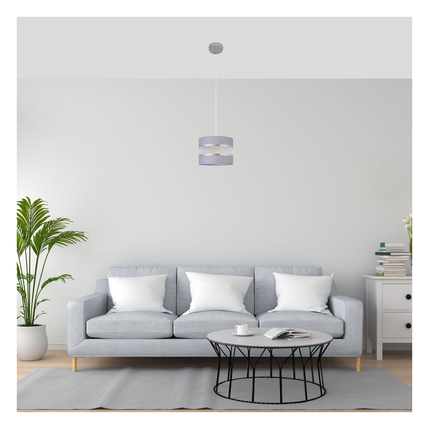 Suspension filaire HELEN 1xE27/15W/230V diam. 20 cm gris/argent