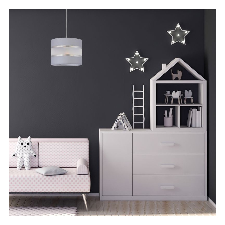 Suspension filaire HELEN 1xE27/15W/230V diam. 20 cm gris/argent