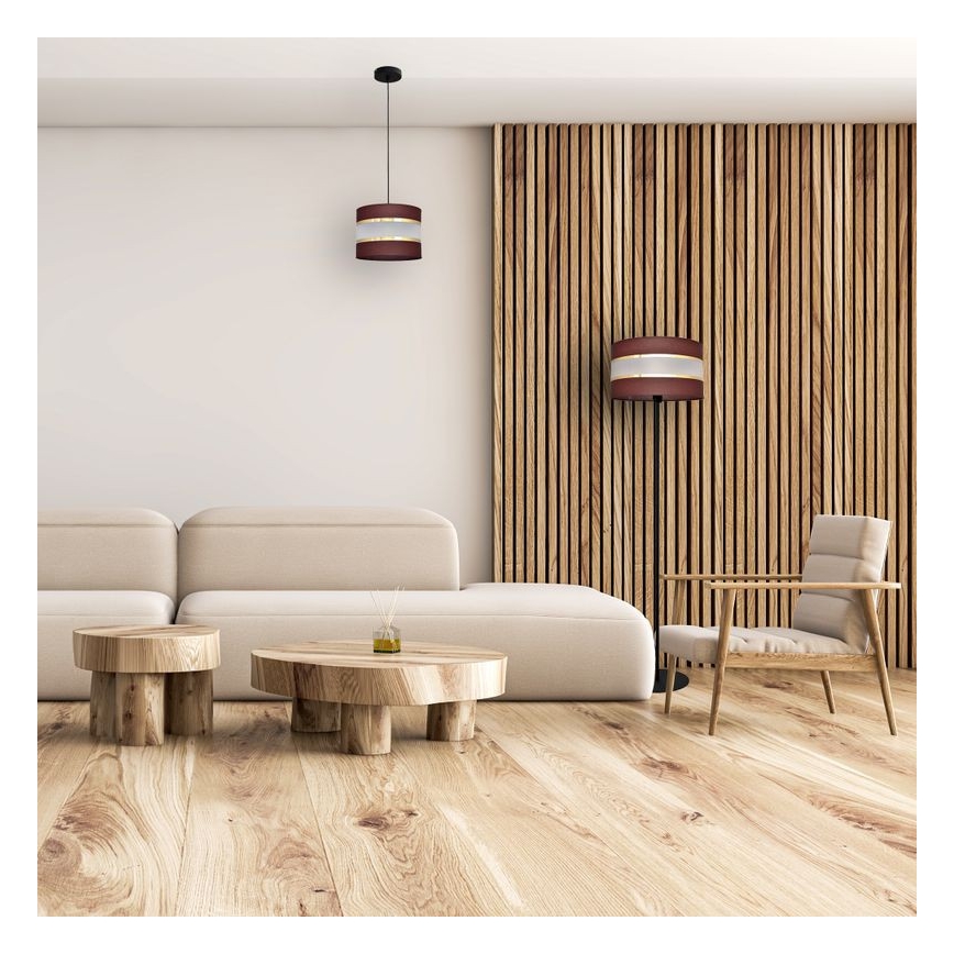 Suspension filaire HELEN 1xE27/15W/230V diam. 20 cm marron/noir/doré