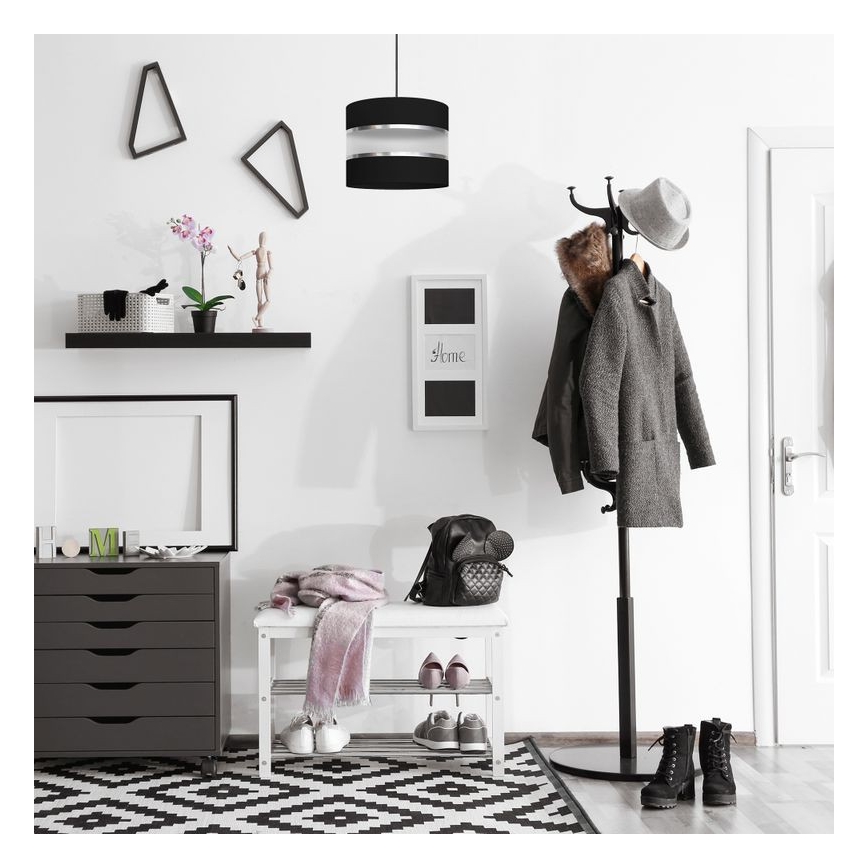 Suspension filaire HELEN 1xE27/15W/230V diam. 20 cm noir/argent