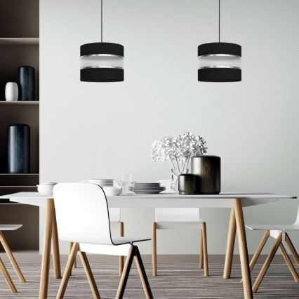 Suspension filaire HELEN 1xE27/15W/230V diam. 20 cm noir/argent