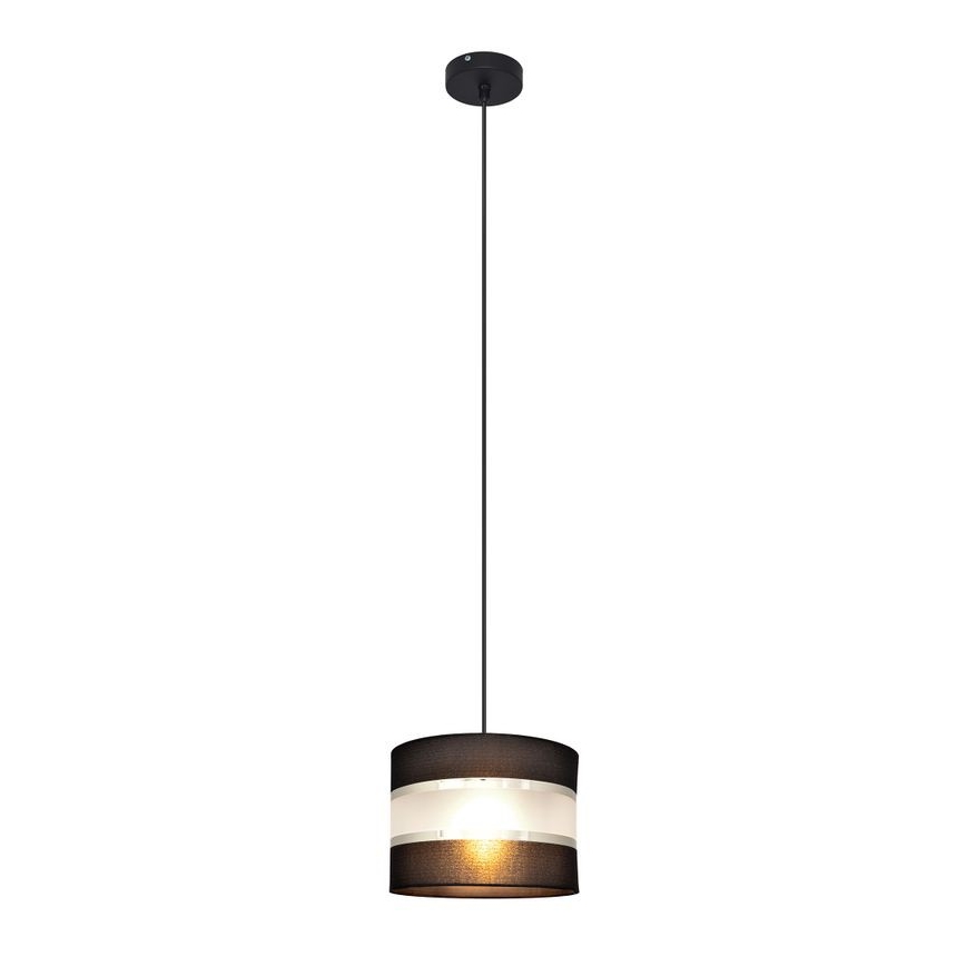 Suspension filaire HELEN 1xE27/15W/230V diam. 20 cm noir/argent